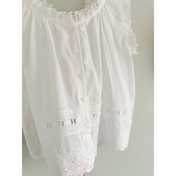 Madewell | NWT Embroidered Scalloped Tank in White | Sz XS - Picture 7 of 12